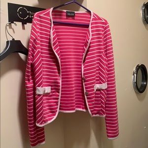 Pink and white striped blazer women’s size medium